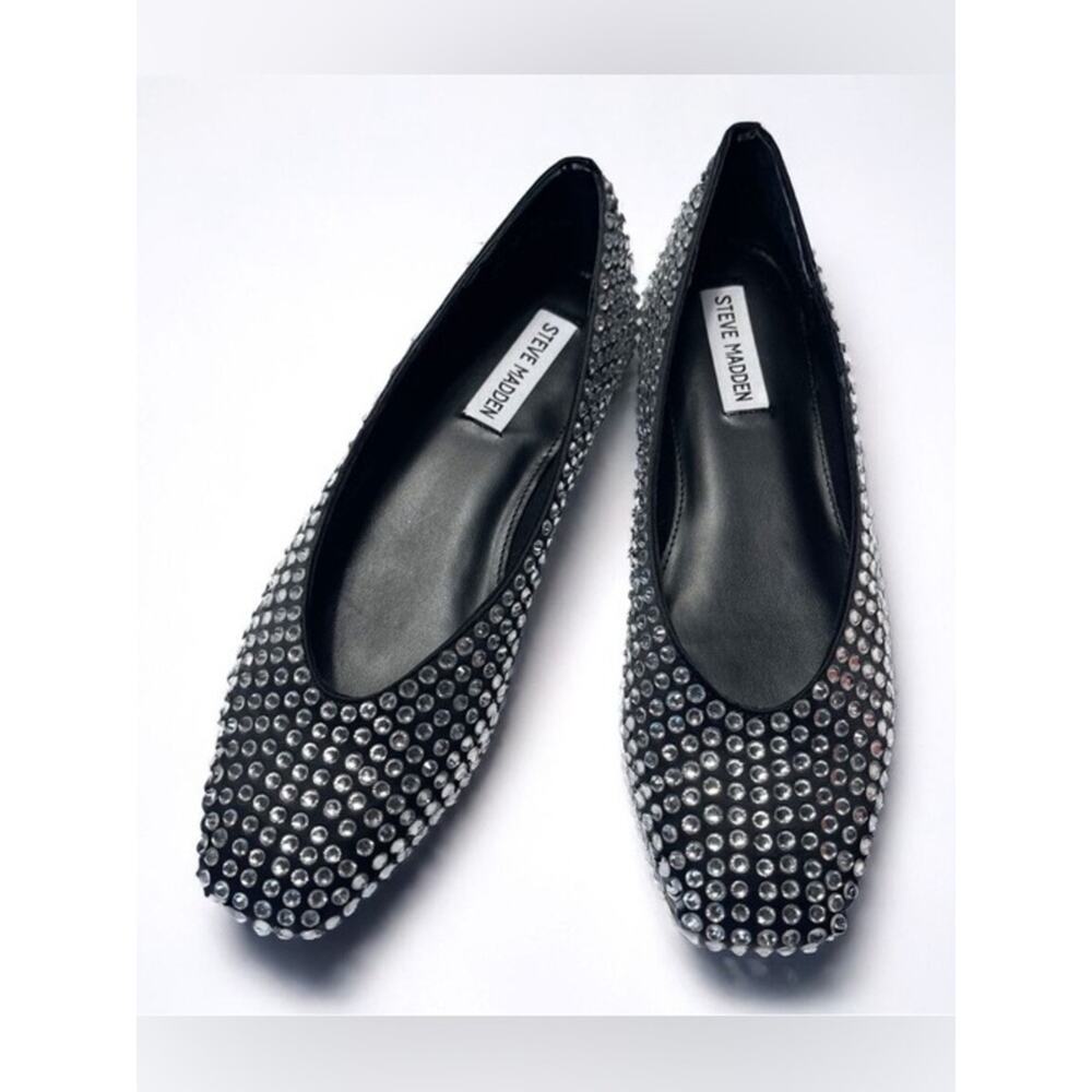 Steve Madden Delphine Rhinestone Flats black silver - 6